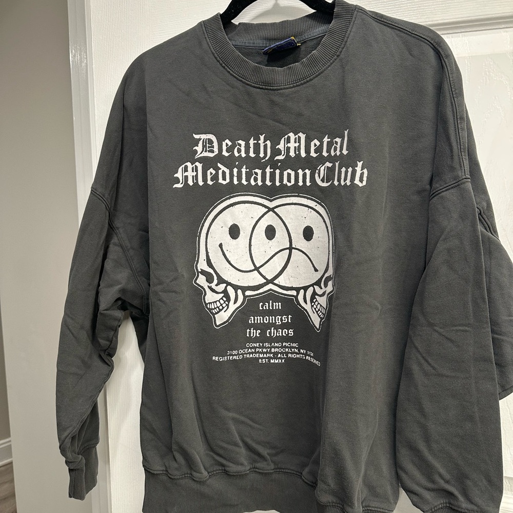 Death Metal Meditation Club Graphic Sweater - Charcoal